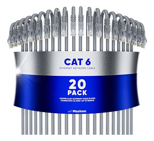Cable De Ethernet Cat 6 Maximm 7 Pies, (paquete De 20)