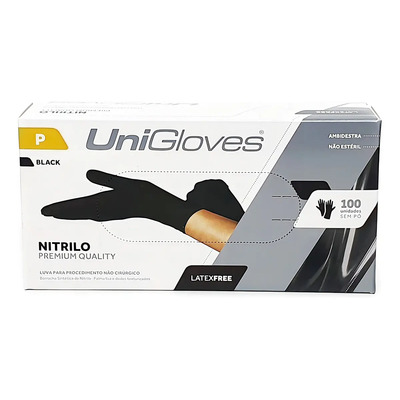 Luva Nitrílica UniGloves Preta Pequena Antiderrapante 100 Unidades | MercadoLivre