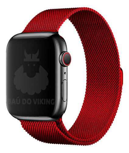 Pulseira Aço Magnetico Milanese Vermelho Compatível Com Apple Watch 38/40/41mm