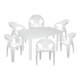 Jogo Mesa De Jantar Retangular Plástico E 6 Cadeiras Diamond
