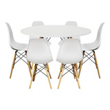 Mesa Redonda Preta Eiffel 120cm + 6 Cadeiras Charles Eames