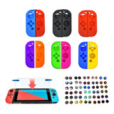 Vidrio + 2 Grips + Silicona Joycon Para Nintendo Switch 