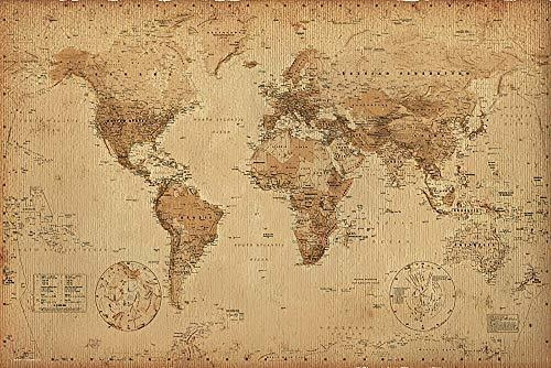 Pósteres - Mapa Del Mundo (antiguo) Arte 24x36 Cartel.