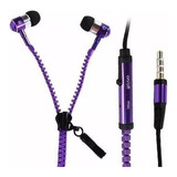 Auriculares Jack 3.5mm Violeta Cierre Para Samsung A50 51 30