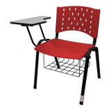 Cadeira Universitária Plástica Vermelha Kit 5 Ultra Móveis