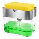 Dispenser Dosificador Detergente Porta Esponja Cocina Color Plateado