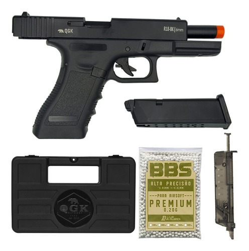 Pistola De Airsoft A Gás Qgk R18 Gbb Blowback Rajada Glock 