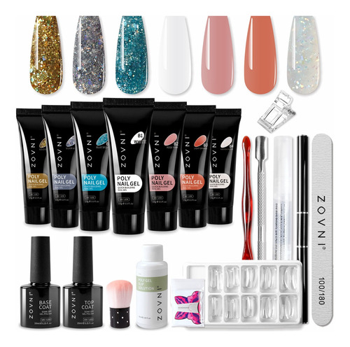 Kit Uñas De Polygel Acrílico 15 Pzas Poligel Con Lámpara