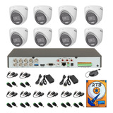 Kit Cctv 8 Cámaras 5mp Domo Colorvu Audio Baluns 2tb 