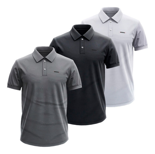 Playera Tipo Polo Básic Silver Plate Slim Fit 10440 3 Piezas