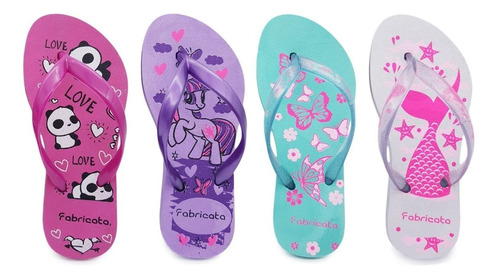 4 Pares Chinelo Sandália Infantil Estampas Menina Menino K37