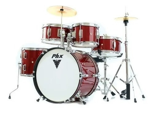 Bateria Phx Infantil Juvenil Profissional Vinho 16''