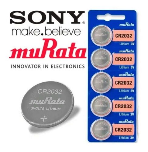 Batería Pila Cr2032 Murata Sony Original Litio, 3v, Pack X 5