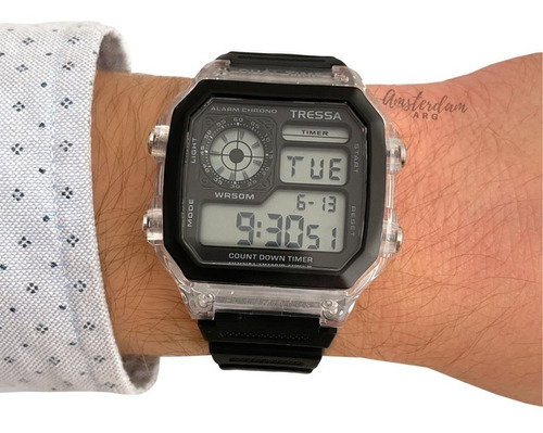 Reloj Tressa Unisex Mod Note Timer Crono Alarma Clock-time