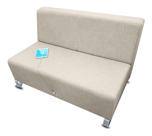 Sillon Para Sala De Espera Confiteria Smart 2 Cuerpos Con Usb Ecocuero/lino C/garantia Oficial