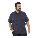 Camisa Polo Plus Size Masculina Básica Com Bolso Grafite
