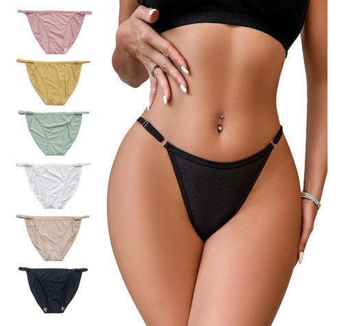 Set 6 Pz Pantaleta Bikini Para Mujer Elegantes Y Elásticas