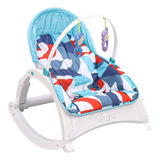 Bouncer Silla Mecedora Para Bebé Aeiou Hb53 Musical 2 En 1 Color Azul Claro Figuras