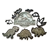 Set Cortantes Dinosaurios Cookies + Torta + Logo Jurassic 