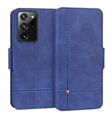 Funda Para Galaxy Note 20 Ultra Billetera  Cuero Azul 