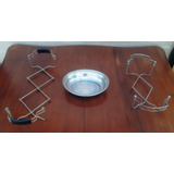 2 Porta Fuentes Metal Plegables Medida Regulable + Bowl Oval