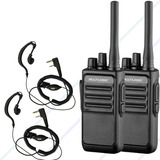 Kit 2 Rádio Comunicador Multilaser Re020 E Fones Ouvido Ptt Bandas De Freqüência Uhf Cor Preto