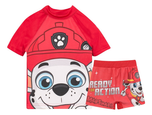 Remera Manga Corta + Zunga Paw Patrol Marshall Pr Solar Uv50