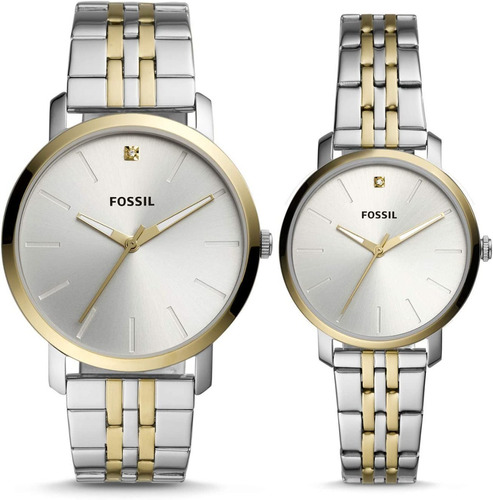 Relojes Fossil Pareja Bq2467set Plata/dorado Original