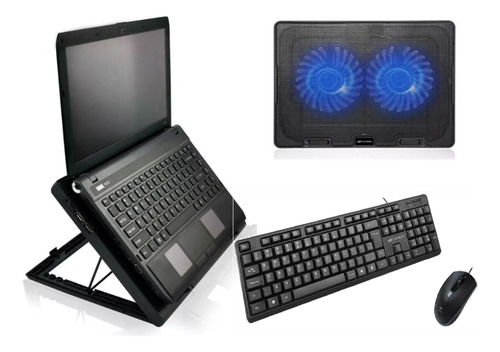 Suporte Notebook Base 2 Vent. Nbc-50bk + Teclado Usb Kb-2237