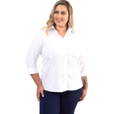 Camisa Manga 3/4 Social Feminina Plus Size Annalu Uniformes