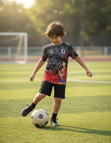 Playera De Futbol One Piece Negra Niños Japon Jersey