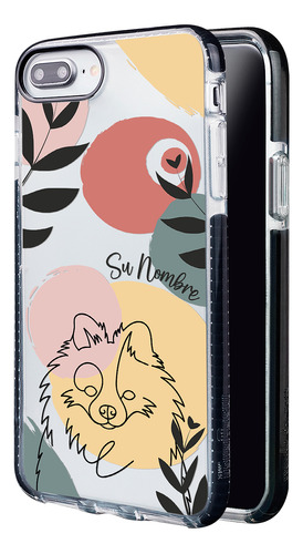 Funda Para iPhone Mujer Perrito Pomerania Minimal Con Nombre