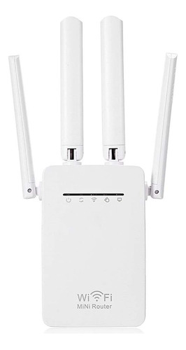 Repetidor Amplificador Inalambrico Wifi Internet 4 Antenas Color Blanco