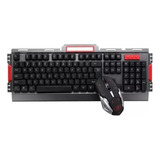 Kit Gamer Teclado + Mouse Inalambrico Bluetooth Black Red