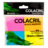 Bloco Adesivo Post-it 38x50mm Neon 400 Fls Colacril