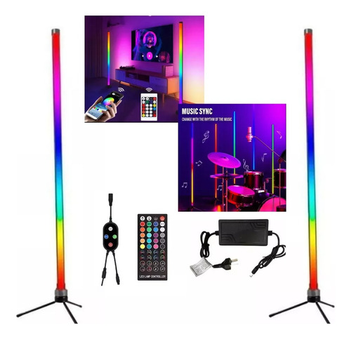 Luz Lampara Pie Esquinero Led Rgb X2 Bluetooth Audioritmica