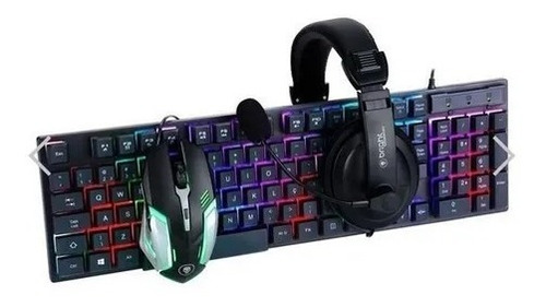 Kit Combo Gamer Mouse Teclado E Headphone C/ Fio Bright 0543