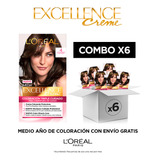 L'oréal Excellence Creme Tono 4 Castaño Pack X6