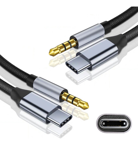 2pzs Cable Auxiliar Usb Tipo C A Conector De 3,5 Mm1.5m