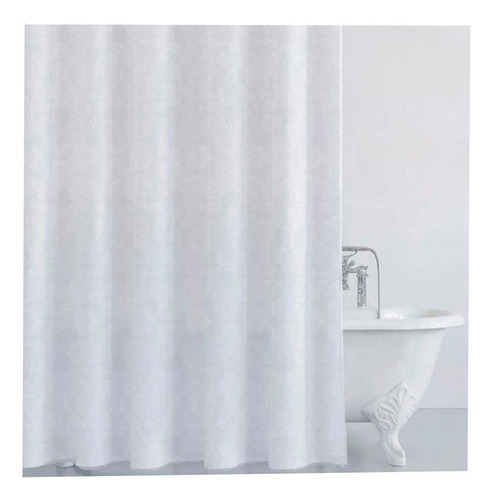 Cortina De Baño Aldeana Tela Labrada 1.80x1.80 Blanca Marfil