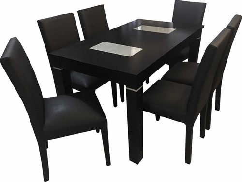 Juego De Comedor Mesa Extensible +6 Sillas En Eco Cuero