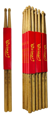 Baquetas Ozimar De Bamboo 5a Punta De Madera 12 Pack