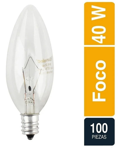 Foco Tipo Vela 40w Candil Socket E12 Luz Calida 100 Pack