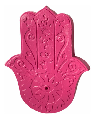 Porta Sahumerios Artesanal Mano De Fátima - Hamsa Fucsia#s