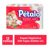 Papel Higiénico Pétalo Rendimax 12 Rollos De 320 Hojas