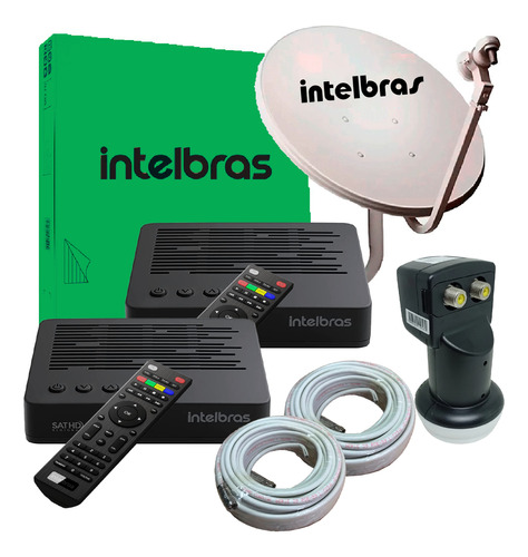 Kit Parabolica Intelbras 2 Recetor + Antena + 2 Cabo + Lnbf