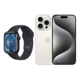 iPhone 15 Pro Max Branco  E Apple Watch Serie 9 Preto 44mm