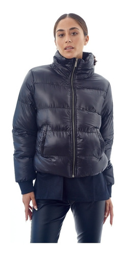 Campera Puffer Inflable Nylon Bolsillos Impermeable Mujer