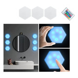 Set X 3 Luz Led Hexagonal Modular Rgb Táctil Control Remoto