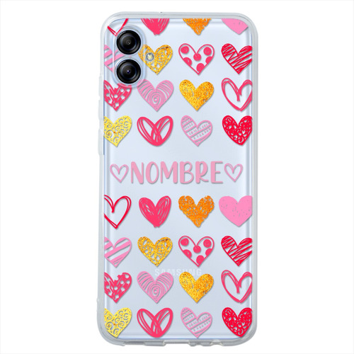 Funda Galaxy Uso Rudo Corazones Personalizada Con Tu Nombre